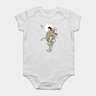 Sci Fi Baby Bodysuit - Cockatiels and Pizza. by jesse.lonergan